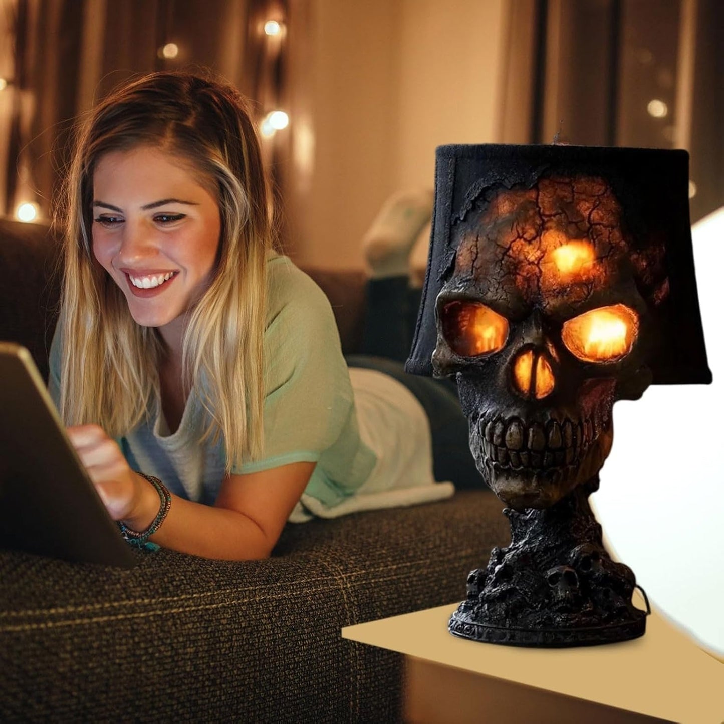 Lava Stone Skull Lamp