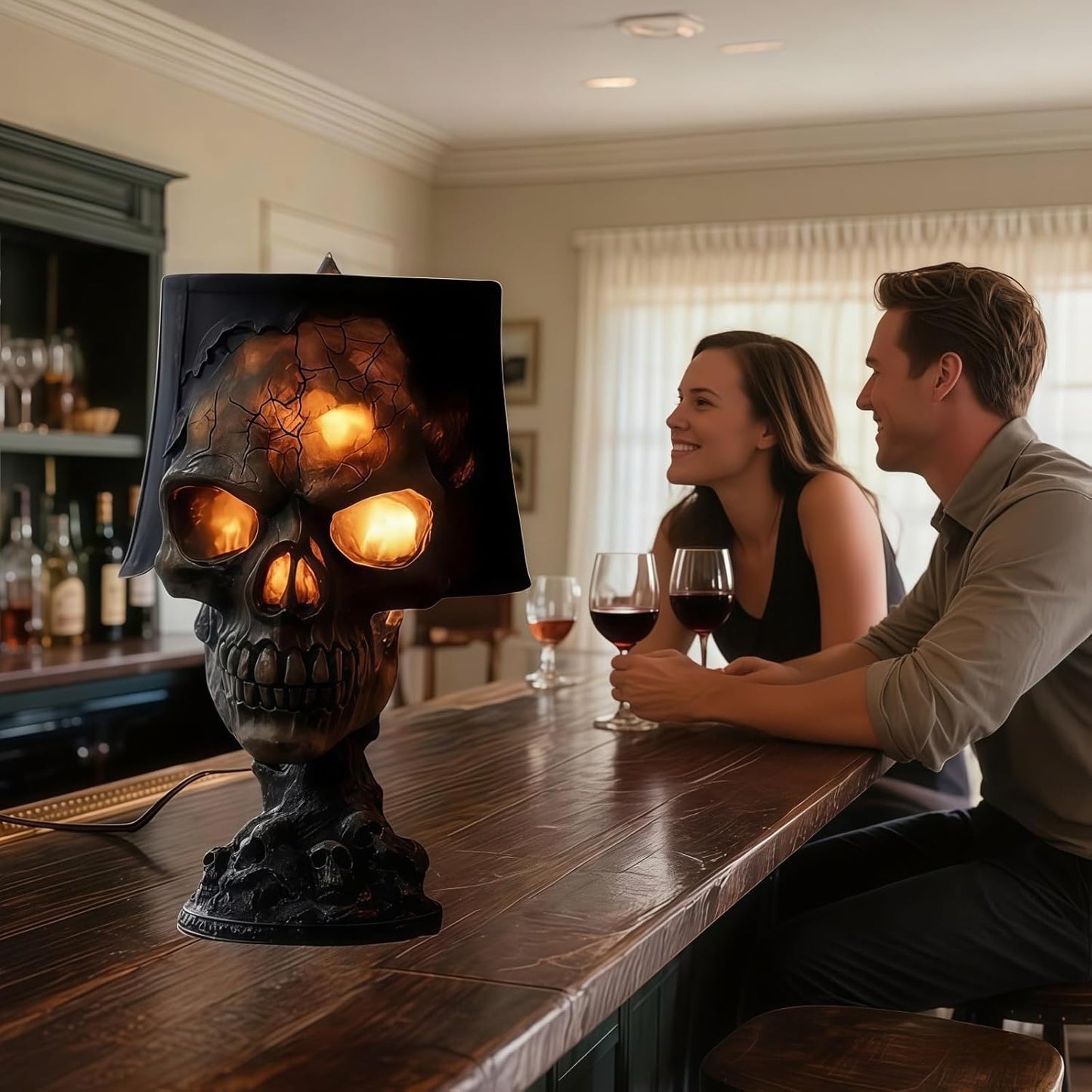 Lava Stone Skull Lamp